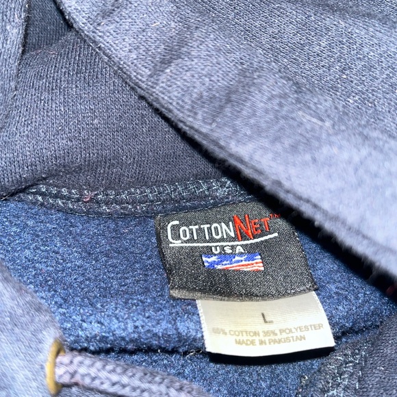 Cotton Net Full Zip Hooded Cape May New Jersey Embroidered Sweatshirt Navy L - Picture 2 of 5